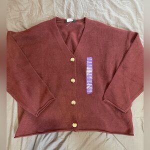 Members Mark NWT Burgundy Cardigan